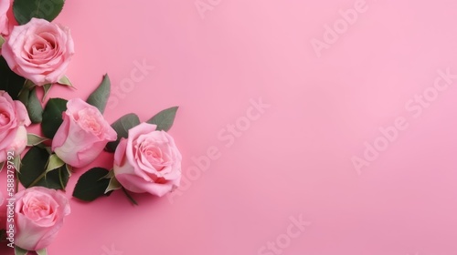rose Flowers spring summer Minimalism Background with empty copy space generative ai