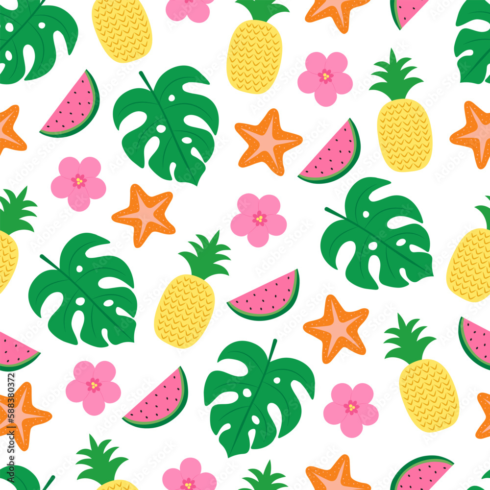 Seamless pattern fruits ice cream Orange juice cocktail in glass vector illustration Seamless pattern fruits ice cream Orange juice cocktail in glass vector illustration