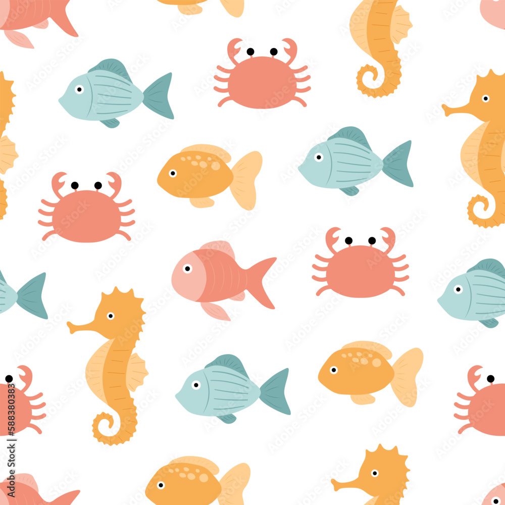 Seamless pattern sea animals vector illustration Seamless pattern sea animals vector illustration