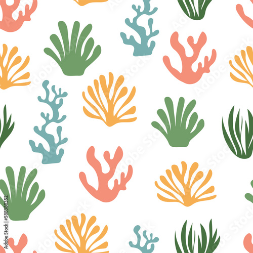 Seamless pattern coral algae vector illustration