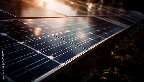 Clean electricity from solar panels powers industry efficiently generated by AI