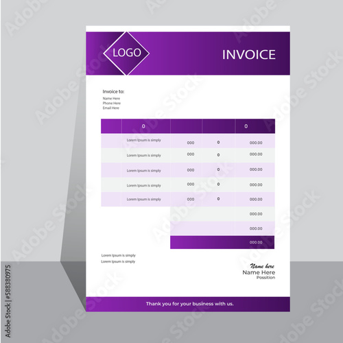 Elegant invoice template design vector, Business Branding identity design template, Bill form business invoice accounting, Modern and Creative design.