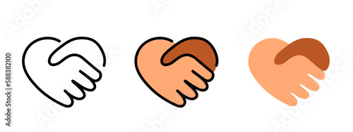 Handshake in heart shape conceptual icon illustration