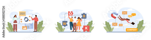 Employee loyalty set. Employee loyalty, motivation and performance