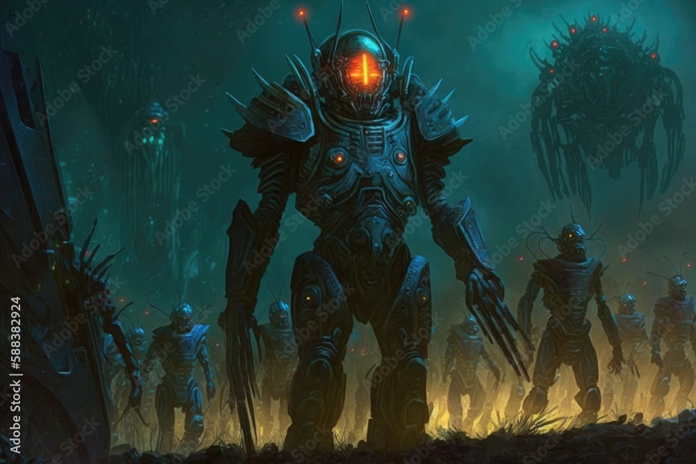 Fototapeta premium Alien attack led by ruler created with Generative AI 