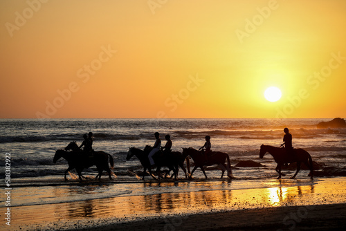 sunset on the beach horses Costa Rica Nosara Santa Teresa beautiful golden hour nature guiones © ines