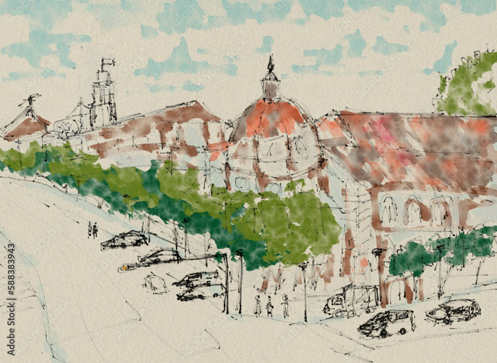Obraz premium Digital watercolor painting 
