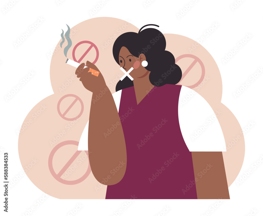 World No Tobacco Day. May 31st campaign banner. Character breaking World No Tobacco Day. May 31st campaign banner. Character breaking