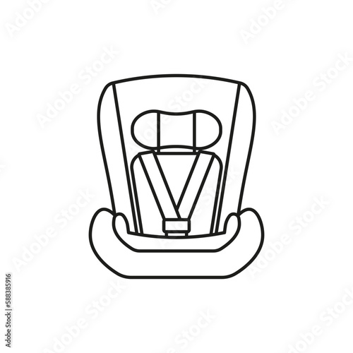 Baby safety car seat icon. Vector. Line style.
