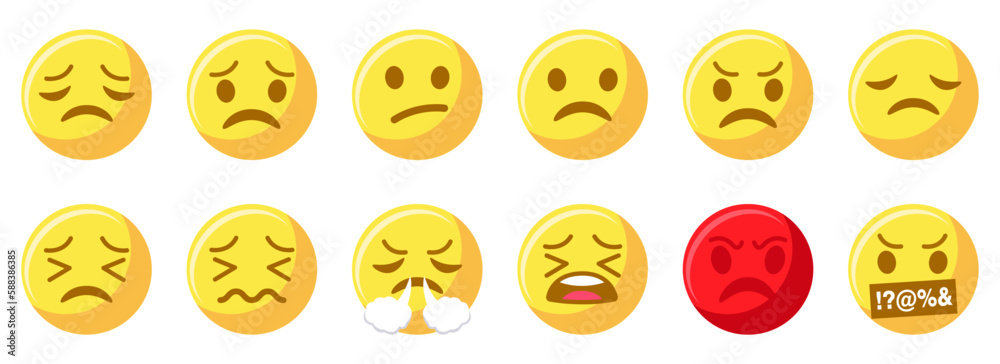 Set of different emotions smile emoji. Emoticons smile collection Set of different emotions smile emoji. Emoticons smile collection