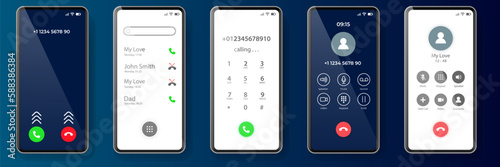 Phone calling app. Smartphone with call in screen