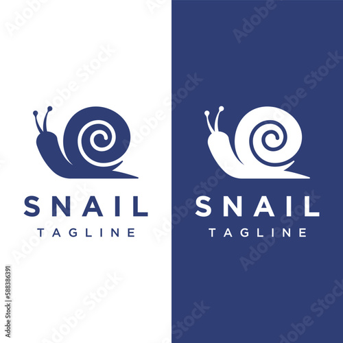 Creative and unique colorful snail and snail shell animal template logo design.