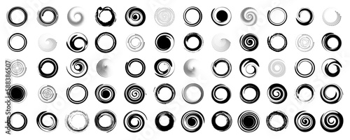 Black funnel collection. Set of circle swirl. Circle black funnel collection. Black funnel vortex design photo