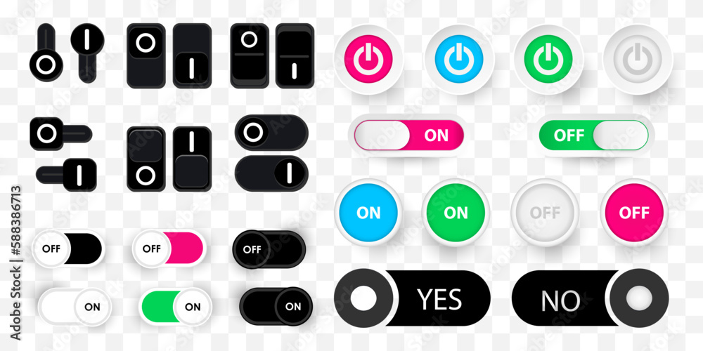 On and off button collection. Yes and no app button icons Stock Vector ...