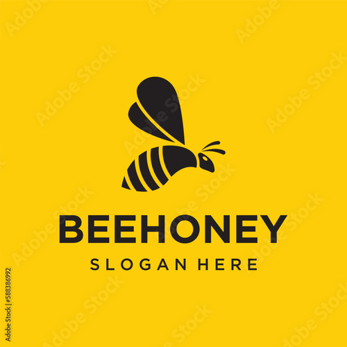 Organic honey bee farm logo template design.Logo for business, honey shop,herbs,label.