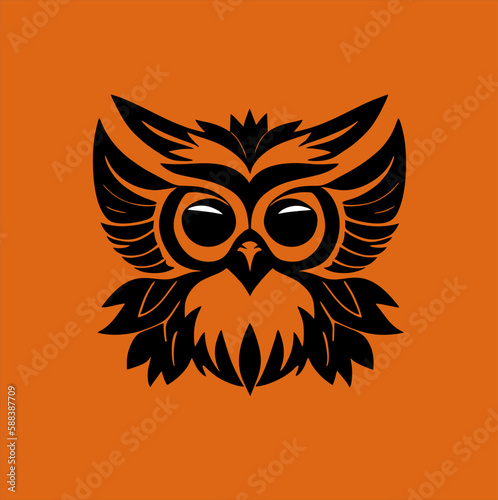 owl illustration design. Black cute owl head isolated, for fashion prints, textiles, clothing. stickers, posters and others