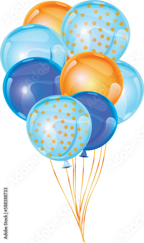 Baby shower blue balloons, it's a boy. Vector illustrations for invitations, greeting cards, posters