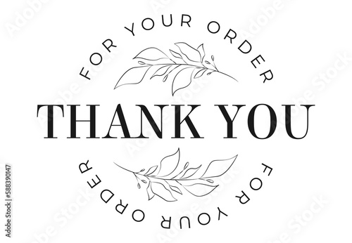 Thank you for your order card design for online buyers illustration vector. vector thank you handwritten inscription. hand drawn lettering. Thank you calligraphy. Thank you card.