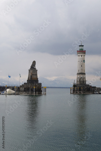 The harbor in Lindau, Bodensee lake, Germany 