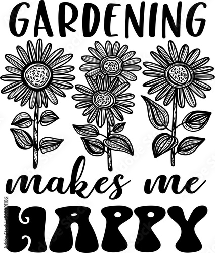 Garden Inspiration Motivation Quotes vector svg template. Black and white design for stickers, logo, web, print, etc. 