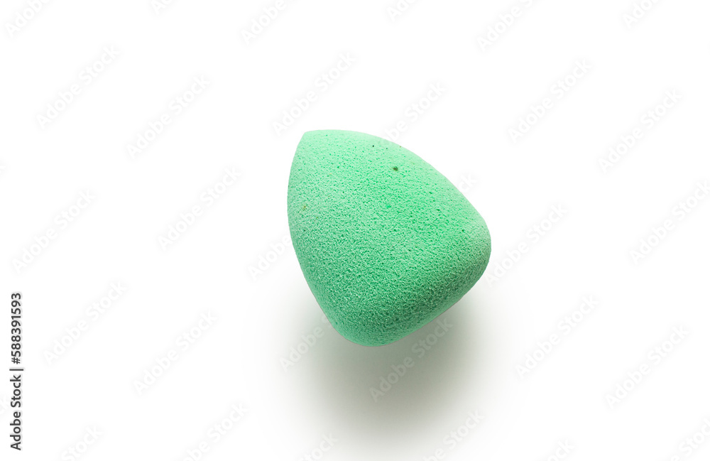 Green makeup sponges on a white background. Means for applying professional make-up Green makeup sponges on a white background. Means for applying professional make-up