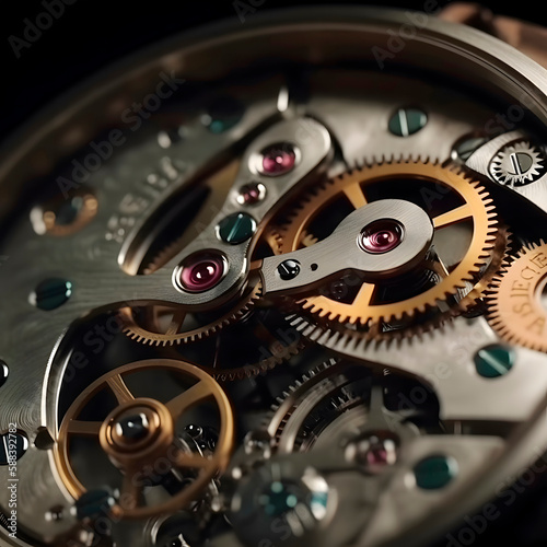 View of watch mechanism created with Generative AI technology.
