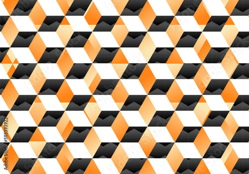 Abstract orange and black cubes background vector image 