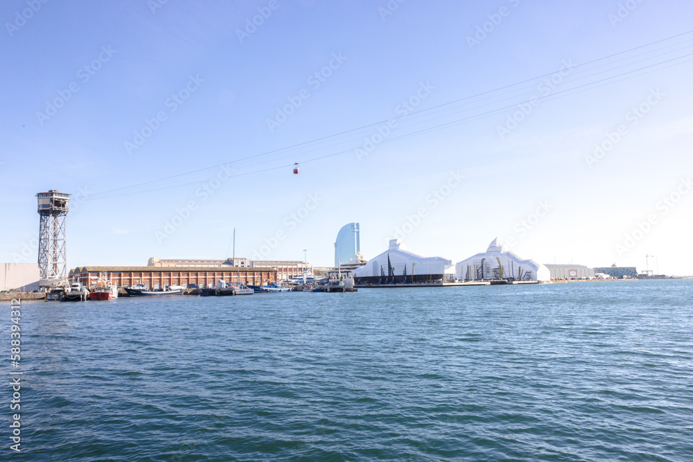 Fototapeta premium Cable Car over the harbour, Barcelona