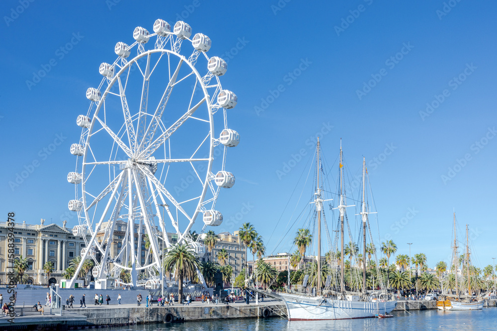 Ferris Wheel in the city harbour, Barcelona
