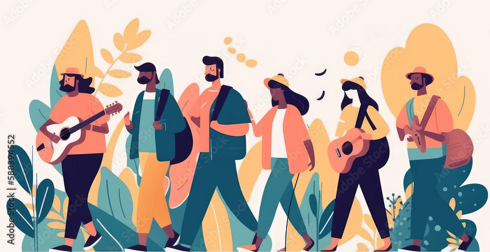 Feeling the excitement and energy of the festival as they dance, sing and create new memories with their group of friends. Generative AI Feeling the excitement and energy of the festival as they dance, sing and create new memories with their group of friends. Generative AI