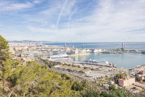 view of the city and harbour from El Poble-Sec, Barcelona