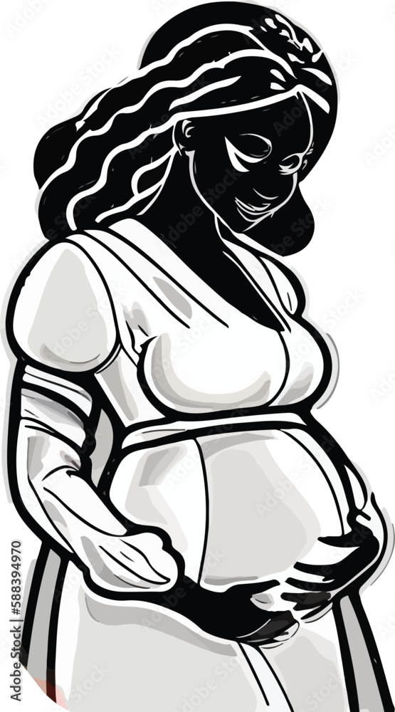 Pregnant mother illustration in elegant line art style, Pregnant women vector Pregnant mother illustration in elegant line art style, Pregnant women vector
