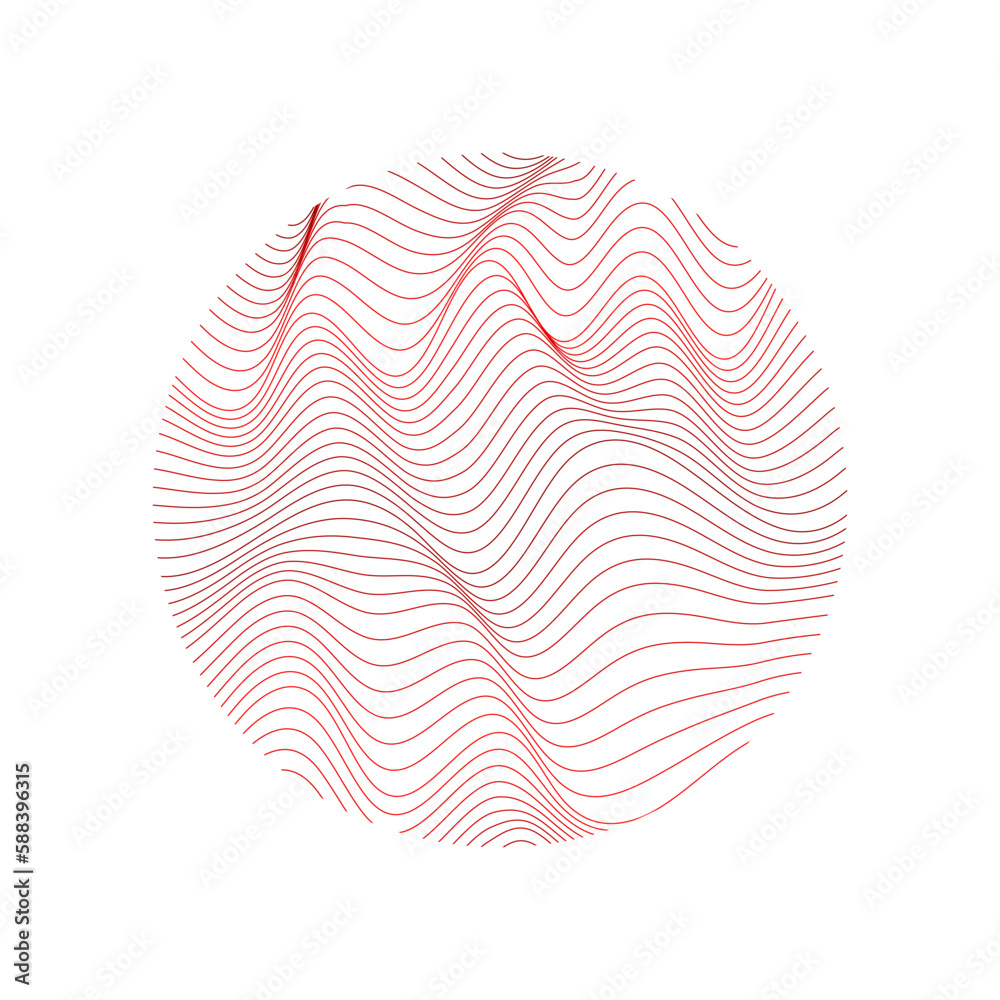 Red Wave Lines Pattern Circle Frame Abstract Background. Isolated. Vector Red Wave Lines Pattern Circle Frame Abstract Background. Isolated. Vector