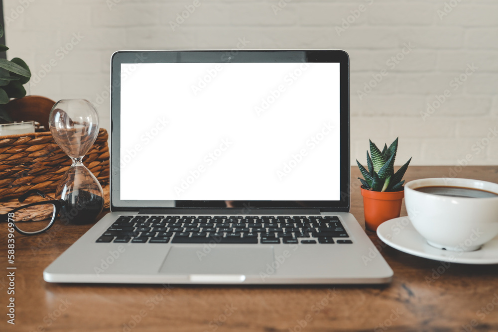 Laptop with isolated screen in home working environment Laptop with isolated screen in home working environment