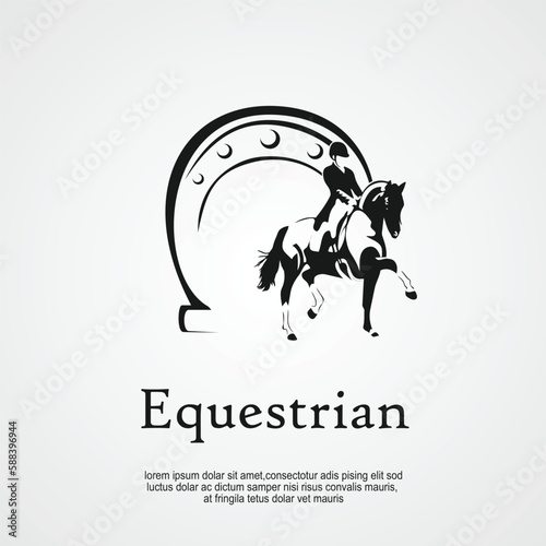 Equestrian center logo illustration equestrian race or sport club
