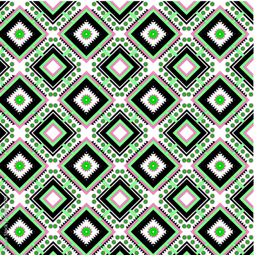 seamless pattern green textile fabric art style