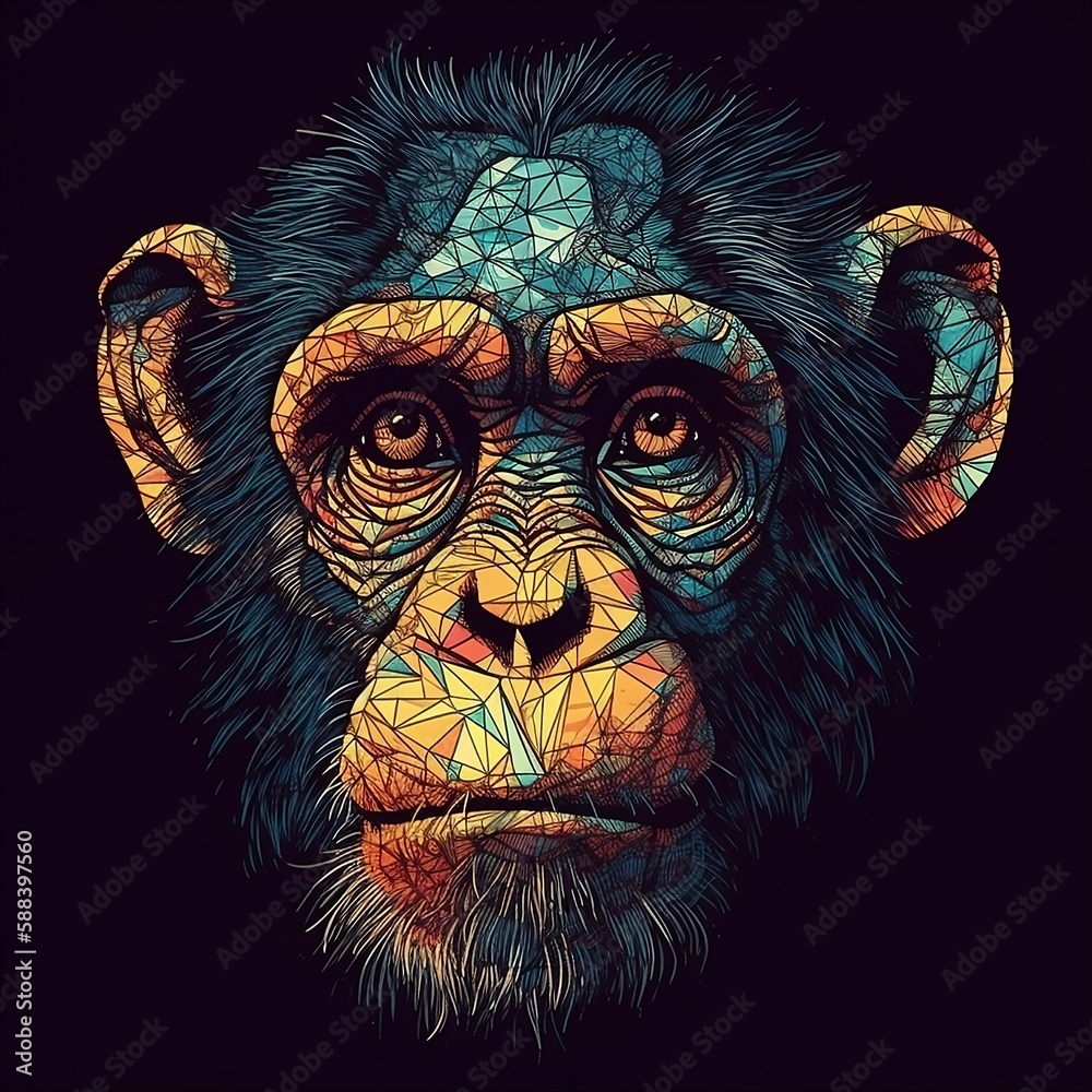 mandala Bonobos, monkey, generative AI, AI, generative mandala Bonobos, monkey, generative AI, AI, generative
