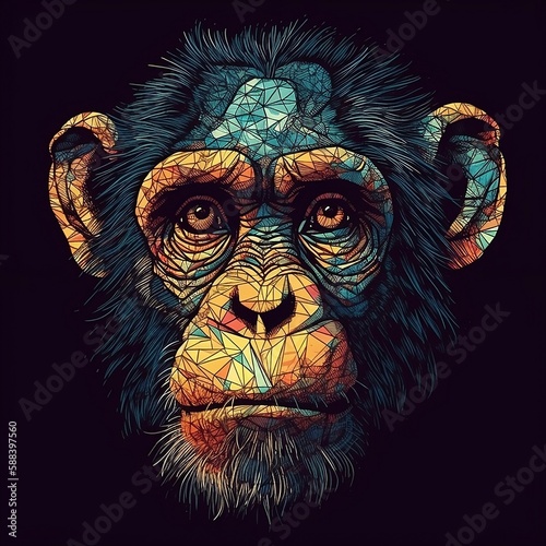 mandala Bonobos, monkey, generative AI, AI, generative   