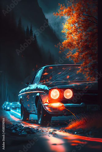 Credible_car_driving_on_the_road_full_artistic_cinematic_lighti_