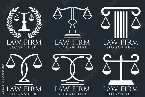 Set of modern law firm justice logo design vector graphic template