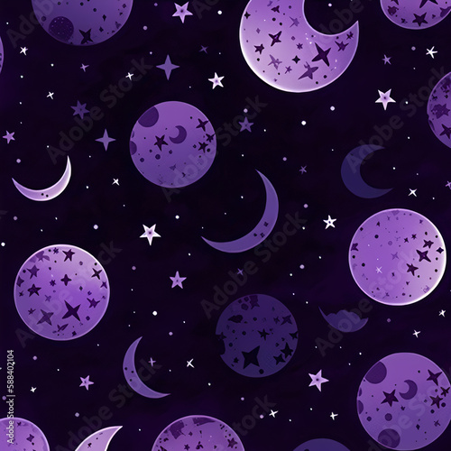 seamless pattern with moon and stars