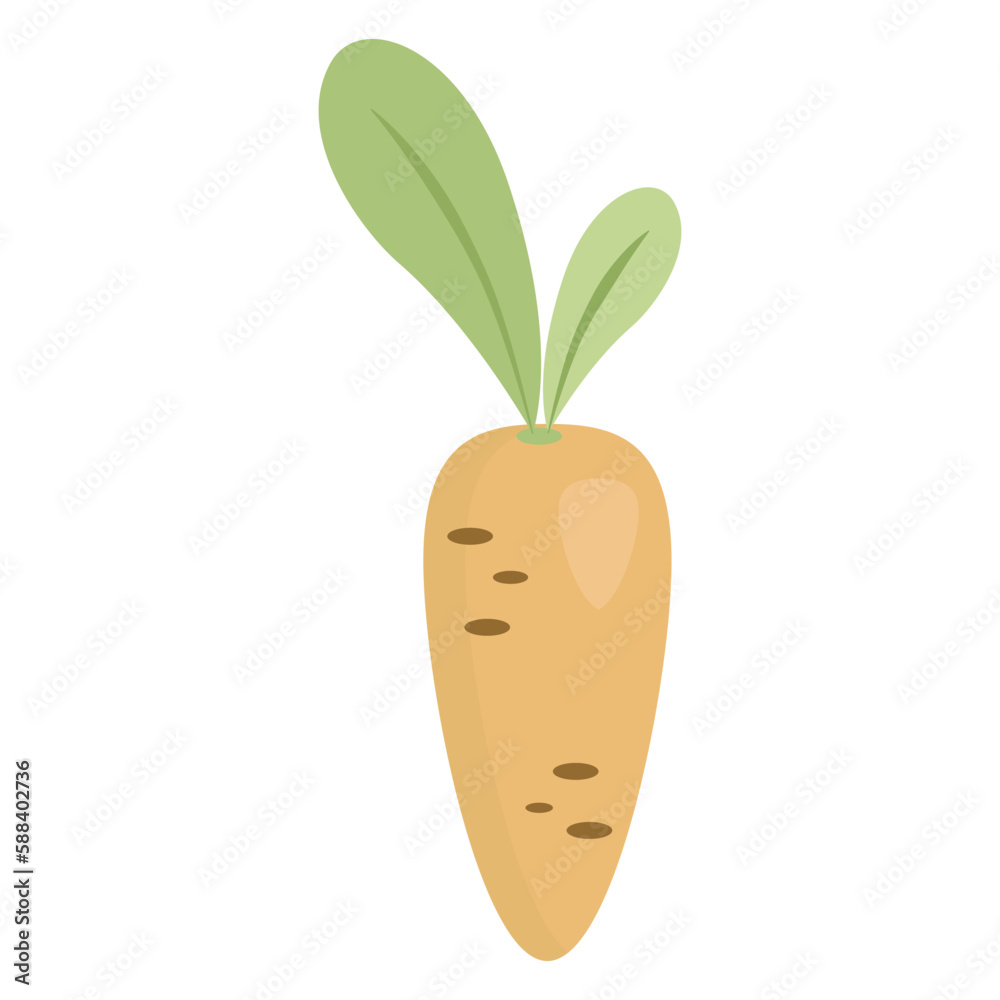 One cute carrot drawn in a simple flat style. Vector illustration hand drawn. Isolated on white background. Cartoon character. Universal template for your design. For use in your design, icon, logo One cute carrot drawn in a simple flat style. Vector illustration hand drawn. Isolated on white background. Cartoon character. Universal template for your design. For use in your design, icon, logo