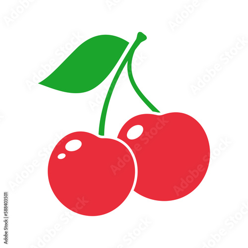 shiny heart shaped red berry fruit with green leaves
