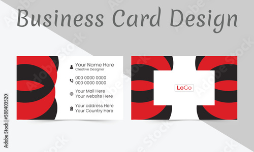 Creative and Clean Business card Template .Purple and black color theme with QR code holder .Horizontal orientation .Vector illustration print template.