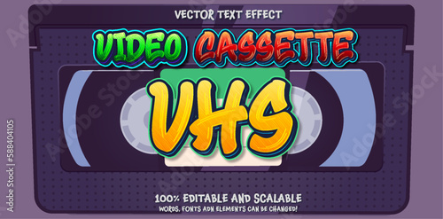 Video Cassette Editable text effect