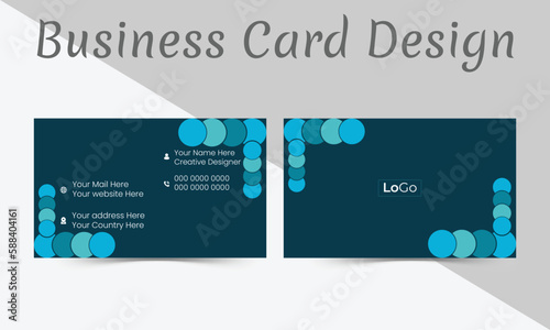Modern, creative and luxurious business card design by using pattern. Blue and black color theme. Vector illustration ready print template.