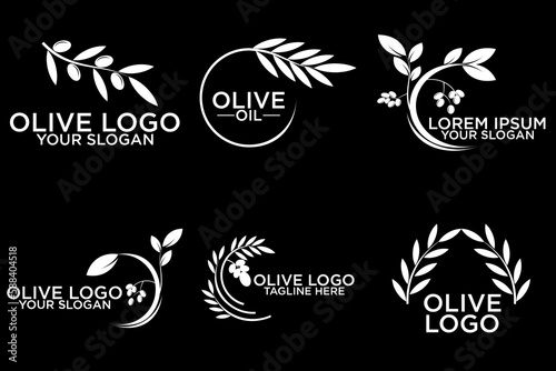 Olive tree logo. Extra virgin olive oil label icon. Tree of life symbol. Organic branch brand identity