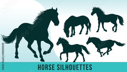 Collection of Detailed Horse Silhouette Vectors