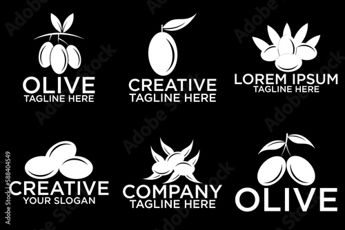 Olive tree logo. Extra virgin olive oil label icon. Tree of life symbol. Organic branch brand identity