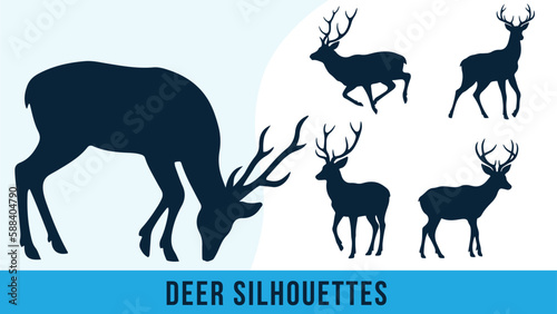 Collection of Detailed Deer Silhouette Vectors
